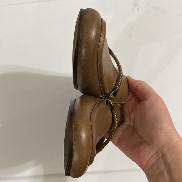 New Patricia Nash Fia horsebit loafer collapsible heel in taupe tan leather sz 7